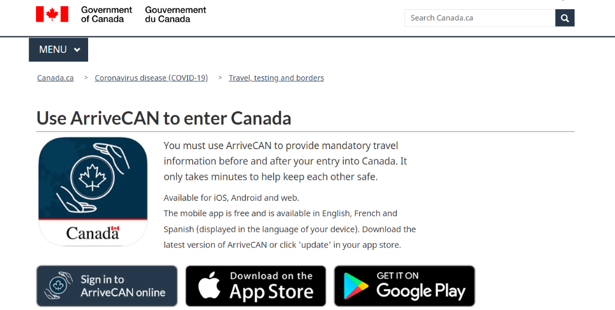カナダ留学で必要なアプリ「Arrive CAN」とは？
